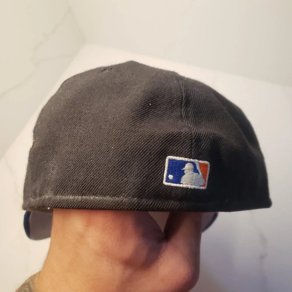 VINTAGE New York Mets Hat Cap Fitted Mens 7 1/4 Black Dome Baseball Wool Adult *